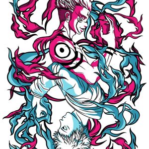 Sukuna, Yuji Itadori, Jujutsu Kaisen, T-Shirt Design, PNG Transparent, Ryomen Sukuna, JJK, Duality Art, King of Curses, Print Ready, Custom Apparel, Fanart PNG, Sukuna Yuji T-Shirt Design PNG