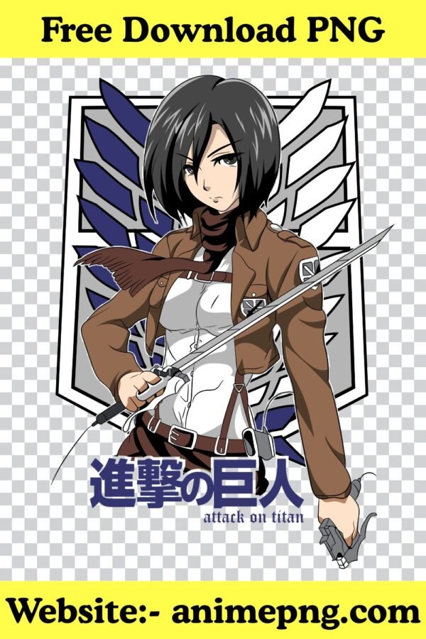 Mikasa PNG 100% Transparent Background Attack on Titan Character