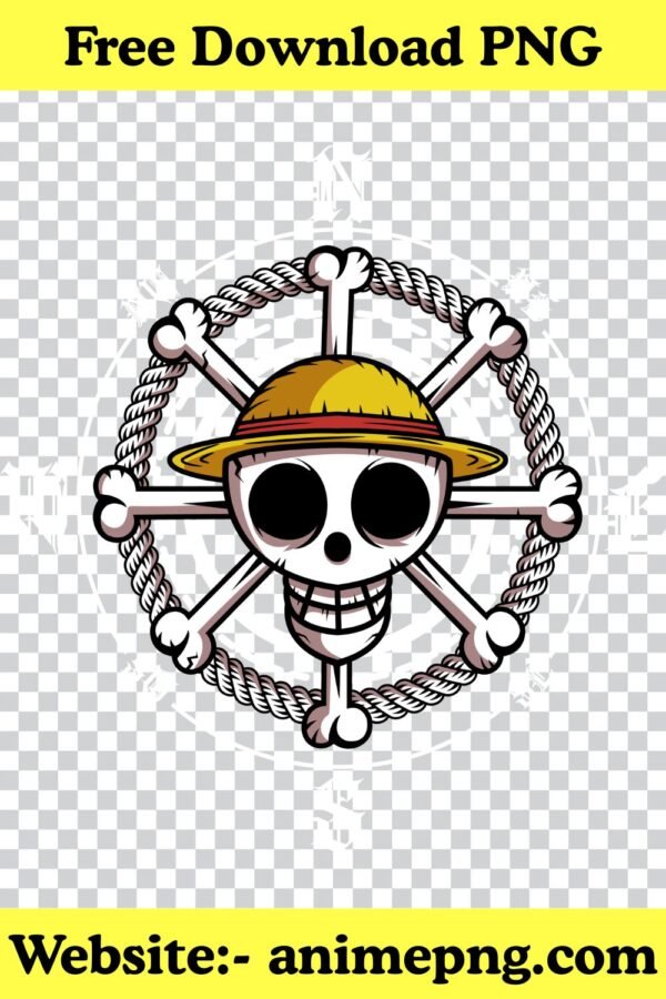 Straw Hat Jolly Roger PNG 100% Transparent Background One Piece Logo