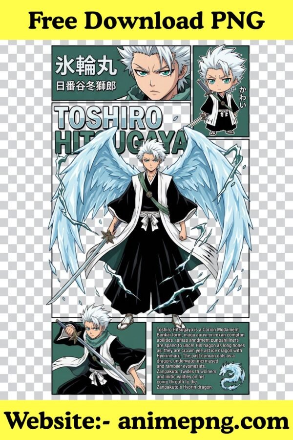 Toshiro PNG 100% Transparent Background Bleach Character